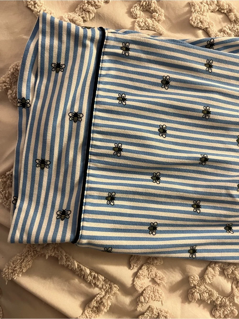 Kate Spade New York Buzzing Bees Stripe Print Pajama Pants -size Large